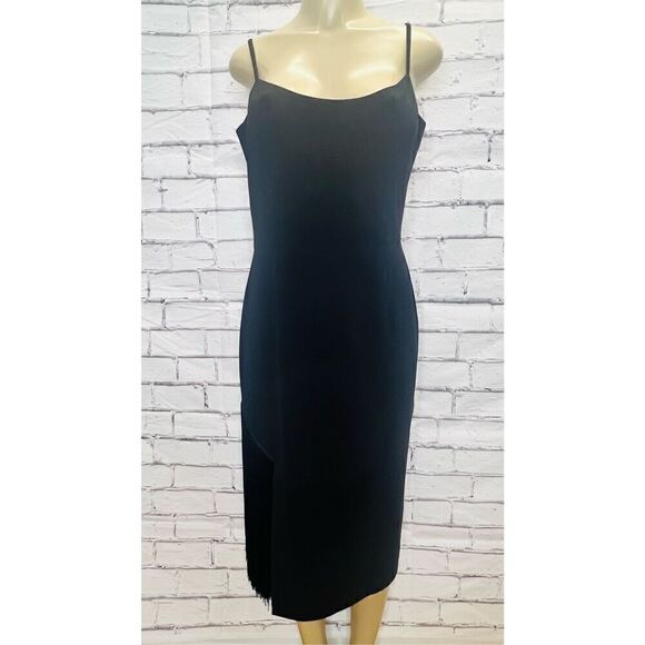 Dress The Population Womens Black Fringe Rory Midi Sheath Dress Size XL NWOT - Picture 1 of 11